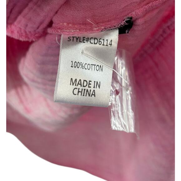 CZ Collection Cezele Pink White‎ Tie Dye Babydoll Dress Medium Boho Cottagecore - Picture 5 of 8